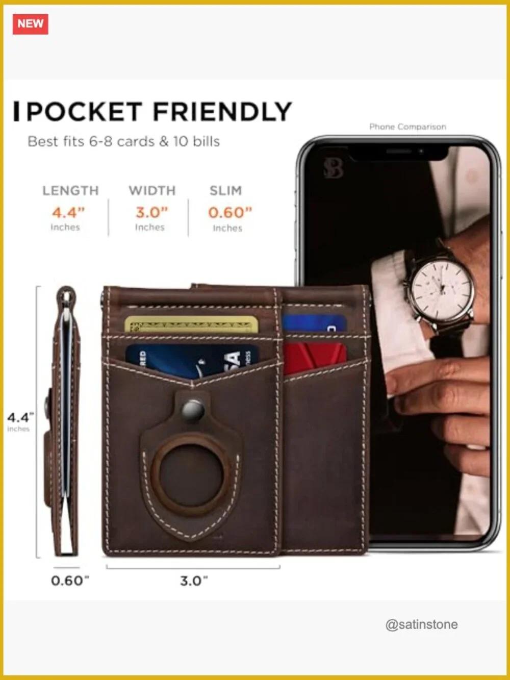 RFID Blocking Slim Bifold Wallet with Money Clip Genuine Leather